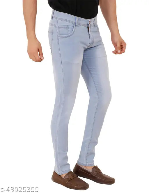 Dyed/washed slim fit denim jeans for men, size 32 or 34, made in India