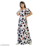 Multicolor dress for girls, 89 years, casual style, long length, floral pattern
