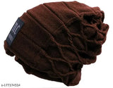 Alexvyan Hat NC Cap Casual and Formal Men's and Boy's Woolen Warm Winter Soft Beanie Cap (Dark Brown)
