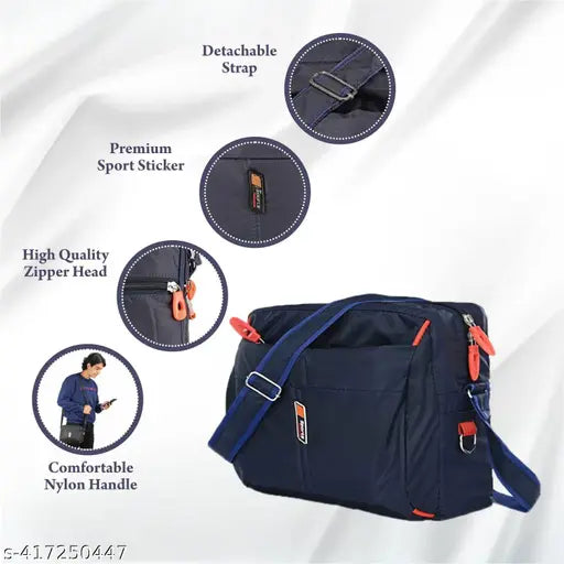 Unisex polyester sling bag with side pocket, detachable shoulder strap. High-quality material, practical design for daily use