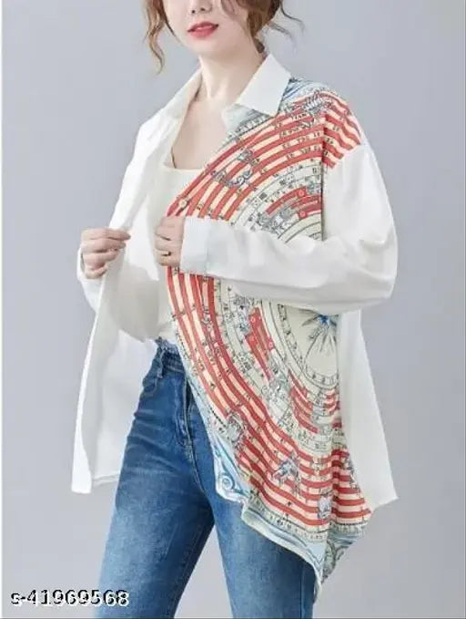 Comfy nylon, printed net long-sleeved women's shirt, India origin