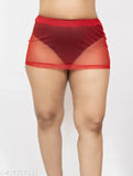 Red net micro bodycon sheer skirt for girls and women, perfect for summer style and pairing with crop tops. Sizes range from 24 to 36 inches hip size. Made in India