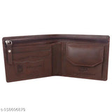 Faux leather wallet, unique design for men, 3 compartments, tan color, handcrafted top grain artificial leather