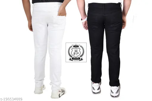 Solid denim men's jeans pack of 2, featuring sizes 28, 30, 32, 34, and 36. Made in India