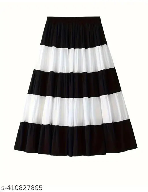 Multicolored long skirt with a striped pattern