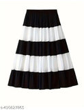 Multicolored long skirt with a striped pattern