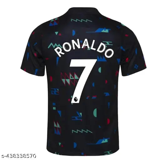 Portugal jersey for men - Polyester pre-match jersey with short sleeves and printed net pattern, size M (Chest: 19 in, Length: 38 in), made in India