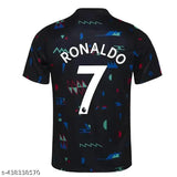 Portugal jersey for men - Polyester pre-match jersey with short sleeves and printed net pattern, size M (Chest: 19 in, Length: 38 in), made in India