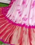 Soft Brasso Moss Shibori print chiffon saree with contrast blouse, premium quality for Indian functions