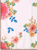 Georgette floral printed party gown with dupatta, long sleeves, versatile for events & casual gatherings, hand wash care