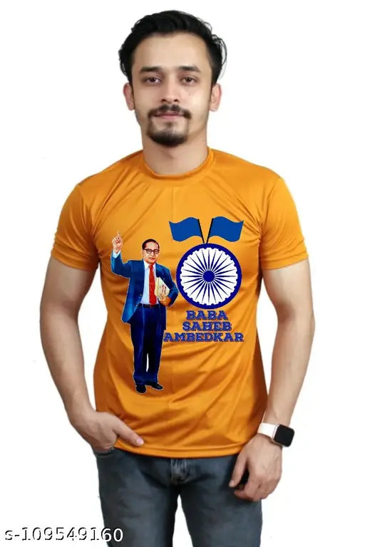 Trendy retro men's cotton-blend t-shirt, short sleeve, printed design in multiple sizes (S, M, L, XL) from India