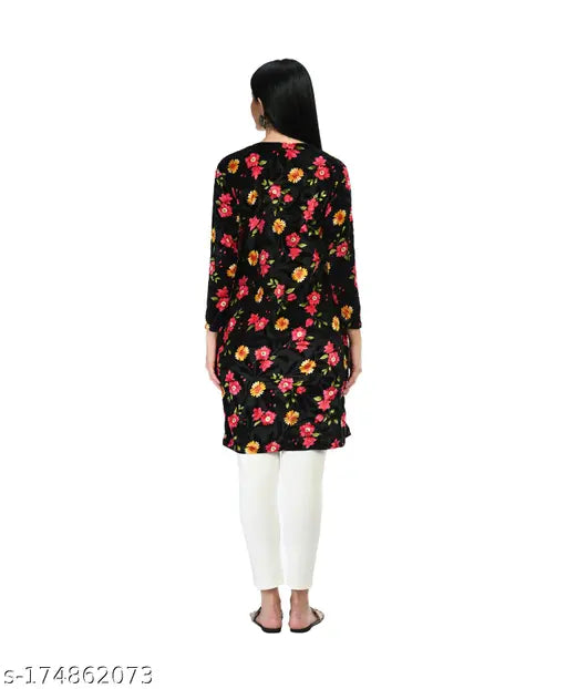 Velvet digital print warm kurtis [2-pack], IndiWeaves women's winter fashion, full sleeve and three-quarter sleeves