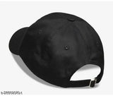 Black cap with visor, adjustable strap