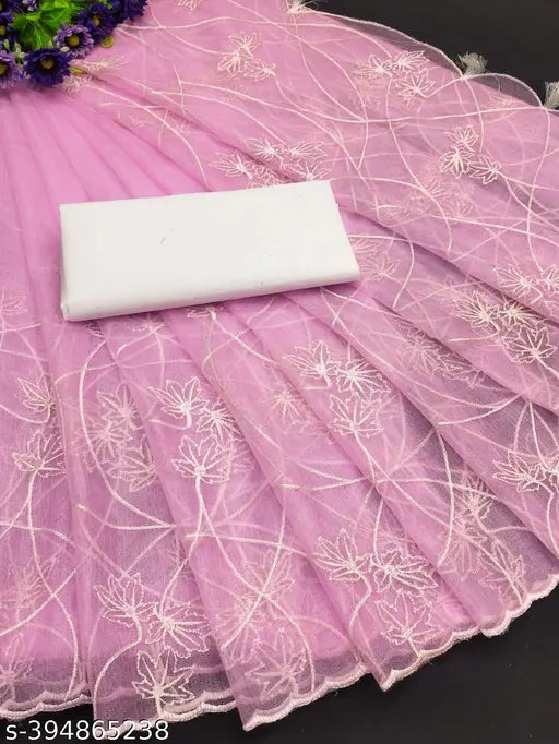 Designer net saree in new collection for partywear and wedding, embroidered blouse, white color, free size, Indian origin