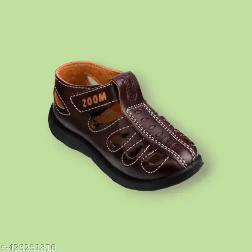 Brown synthetic leather kids sandals, comfortable and stylish for daily wear