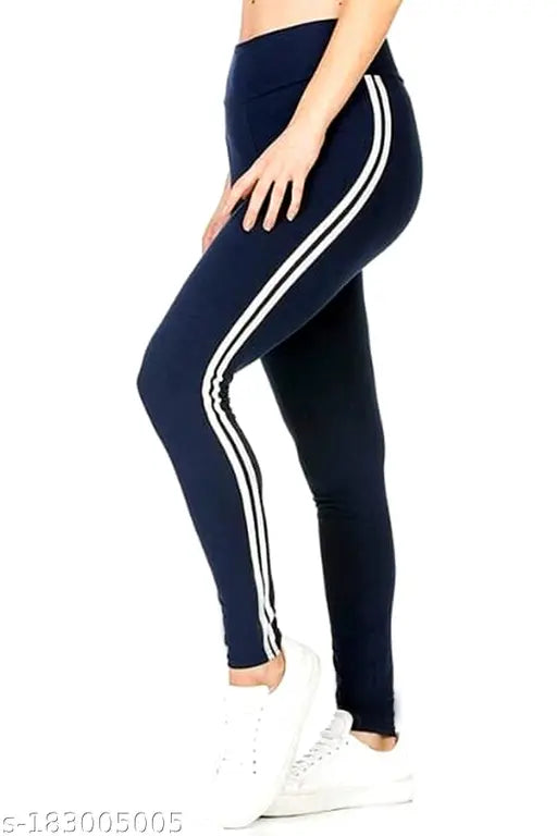 Navy Lycra printed net jegging for women, stretchable and fitted - Urban Fab (Size 28-44)