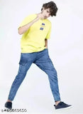 Men's blue denim track pants
