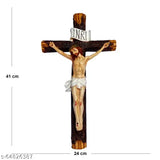Large, holy cross on wooden stand with a plaque reading 'INRI', 16 inch showpiece wall decoration for Catholic home ornaments for religious gift giving