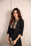 Black embroidered rayon coord set for women and girls, vibrant two-piece outfit perfect for all seasons