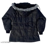 Elegant girl's coat, black faux fur hoodie with a drawstring, from Cutiepie