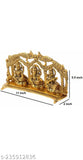 Golden metal Laxmi-Ganesh-Saraswati peacock temple frame, 11x5.5x2 inches, for home decor and gifting, symbolizing luck and worship, made in India