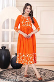 Orange long kameez with matching dupatta