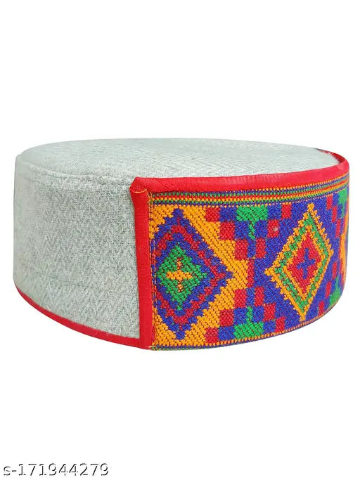 Striped Himachali wool cap for women, traditional casual festival wear