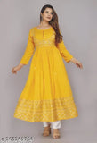 Rayon Anarkali long gown, three-quarter sleeves, solid pattern - traditional Indian ethnic wear for daily or special occasions