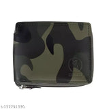 Faux leather round zip wallet, Indian-made, military style design with 2 compartments and printed pattern