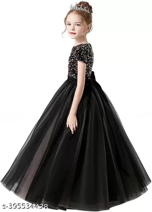 Shining sequins embroidered net long sleeve flower girl dress, perfect for parties or special occasions. Soft and comfortable net fabric, sizes range from 5-15 years old, origin India