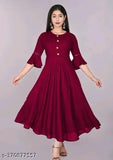 Maroon solid flared women's kurti