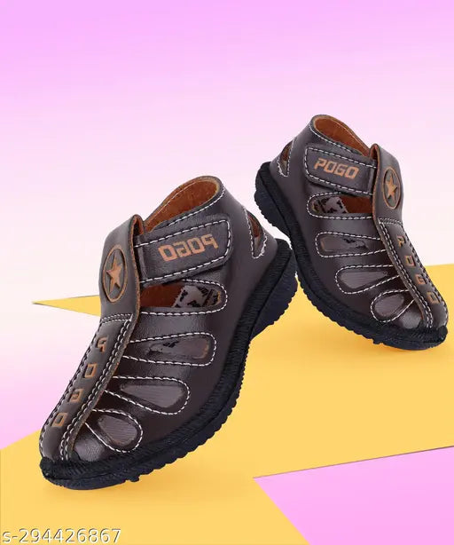 Brown Mesh and PVC BUNNIES sandals for kids (4.5 years to 12 years), featuring a soft footbed, slip-on design, and lightweight construction for comfortable walking all day