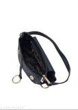 Black, curve shape sling bag with adjustable strap
