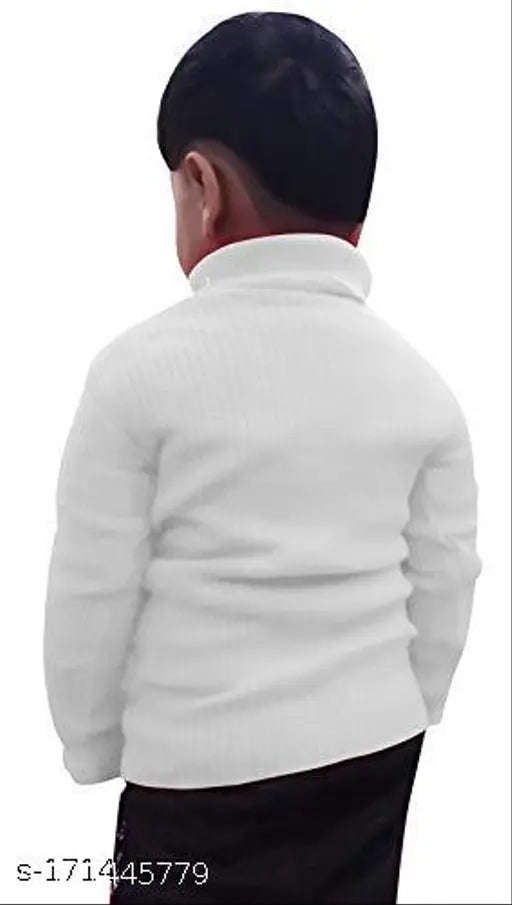 Cotton blend solid high neck for baby boys and girls, 1-2 years size