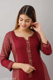 Rayon Banita refined women's kurta set with palazzo bottoms, three-quarter sleeves, printed net design, size S (bust 36in), Indian origin