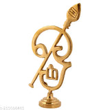 Golden brass Murugan Om Vel Idol, intricately detailed, 4 inch height