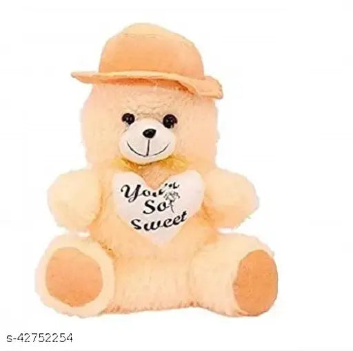 White Elephant cream cap soft toy, huggable fabric net teddy bear for kids & girls (26 x 32 cm), cuddly filling, love-stuffed in India
