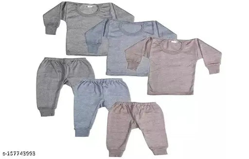 Striped cotton thermal set (pack of 2) for kids' winter wear, 18-24 months