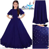 Rayon ethnic gown for girls, solid pattern in various sizes from 7-8 to 14-15 years, made in India