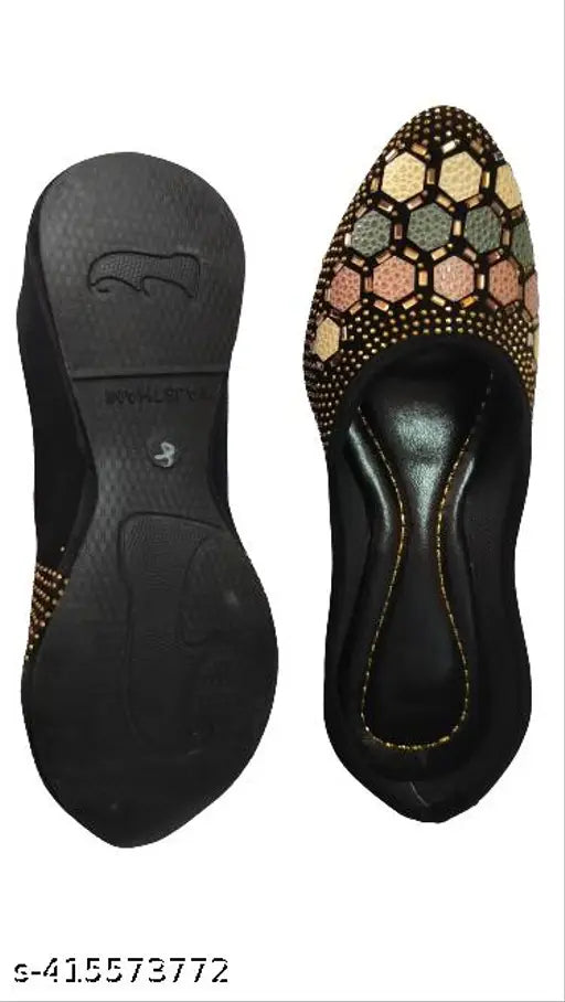Multicolor mesh Rajasthani Jutti: Women's ethnic flat slip-on mojari, intricately embellished