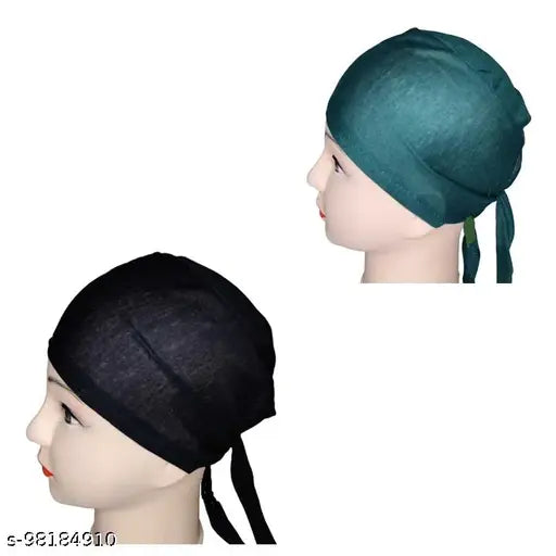 Blue cotton head wrap with underscarf