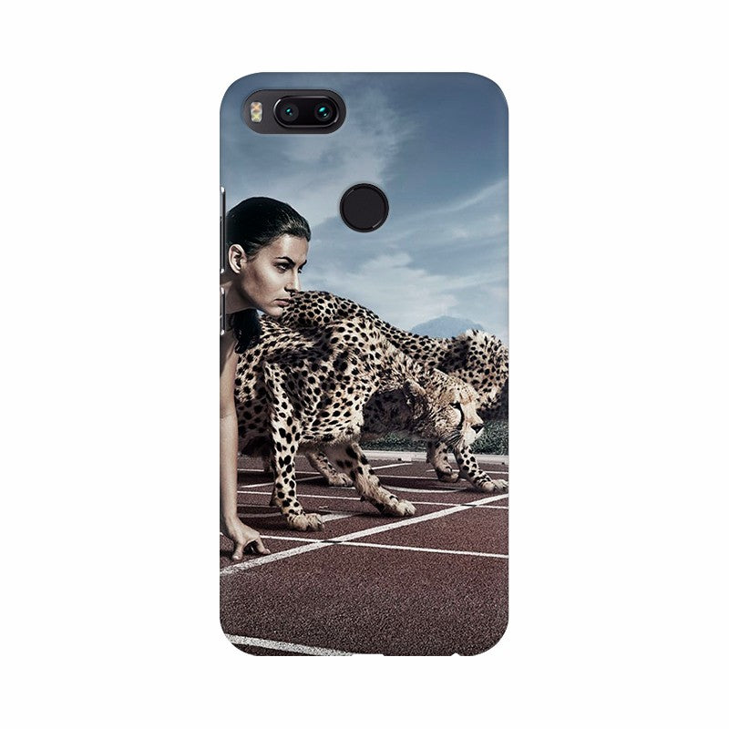 Cheetah and young women in Race Mobile case cover - GillKart