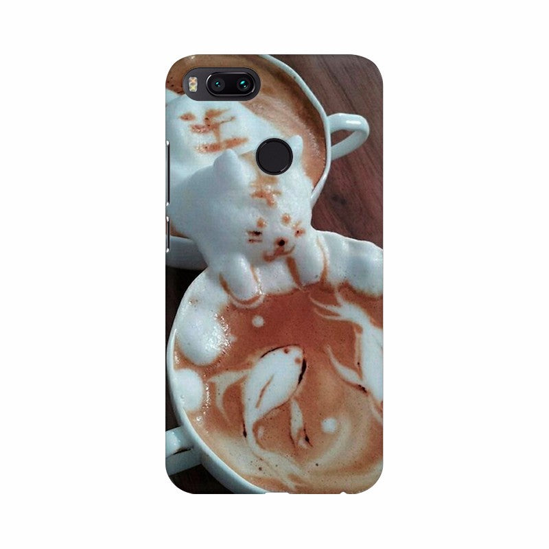 Coffee Cup with Cat and Fish Mobile Case Cover - GillKart