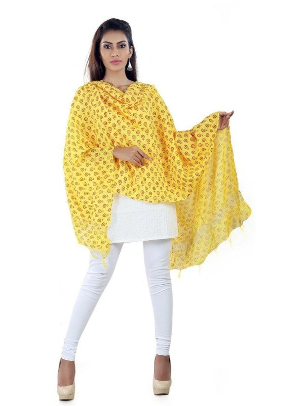 Womens Cotton Straight Duppatta (Yellow, Red) - GillKart