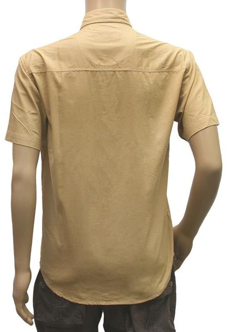 Mens Combed Cotton Semi Formal Men Shirts (Beige, L) - GillKart