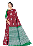 Women's Banarasi silk Saree with Blouse (Maroon, 5-6mtr) - GillKart
