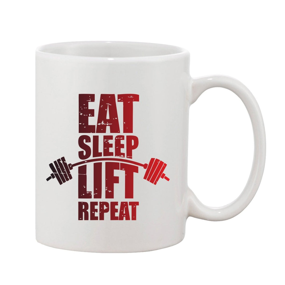 Printed ceramic coffee mug, 11oz, white