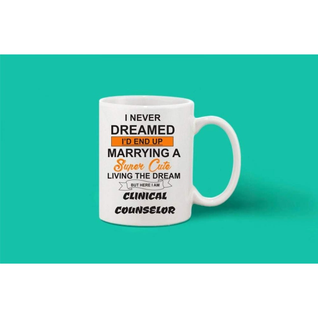 Ceramic coffee mug with printed graphic, white, 11 oz