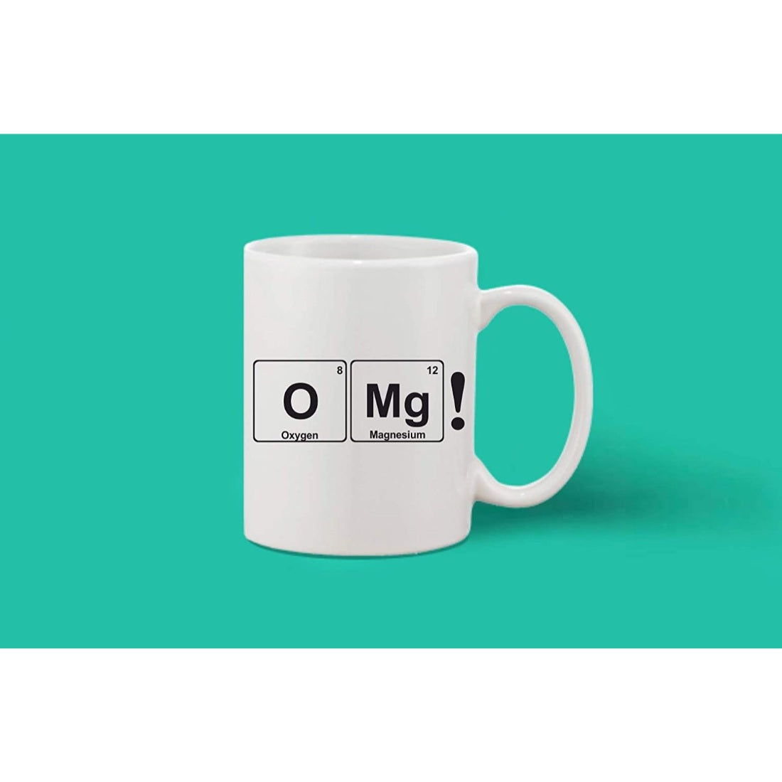 White ceramic coffee mug with printed magnets inside