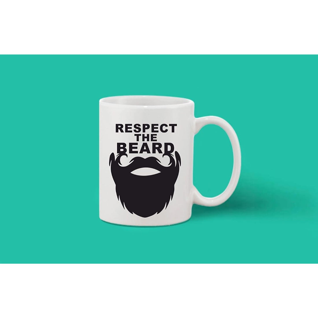 Black and white ceramic mug with humorous print